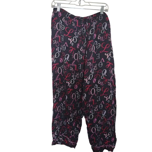 Rare! Nick and Nora Love Pajama Pants 100 Percent Silk XL Lightweight